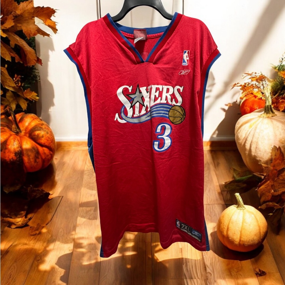 Allen Iverson #3 Philadelphia 76ers Reebok NBA red variation jersey 2XL …